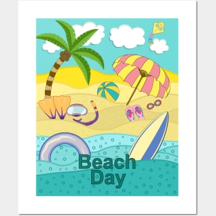 Hello Summer - Beach Day Posters and Art